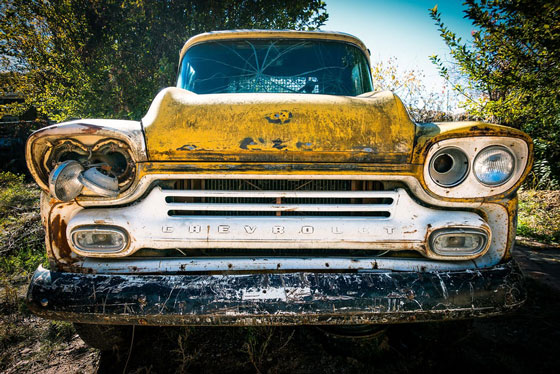 old yellow Chevy