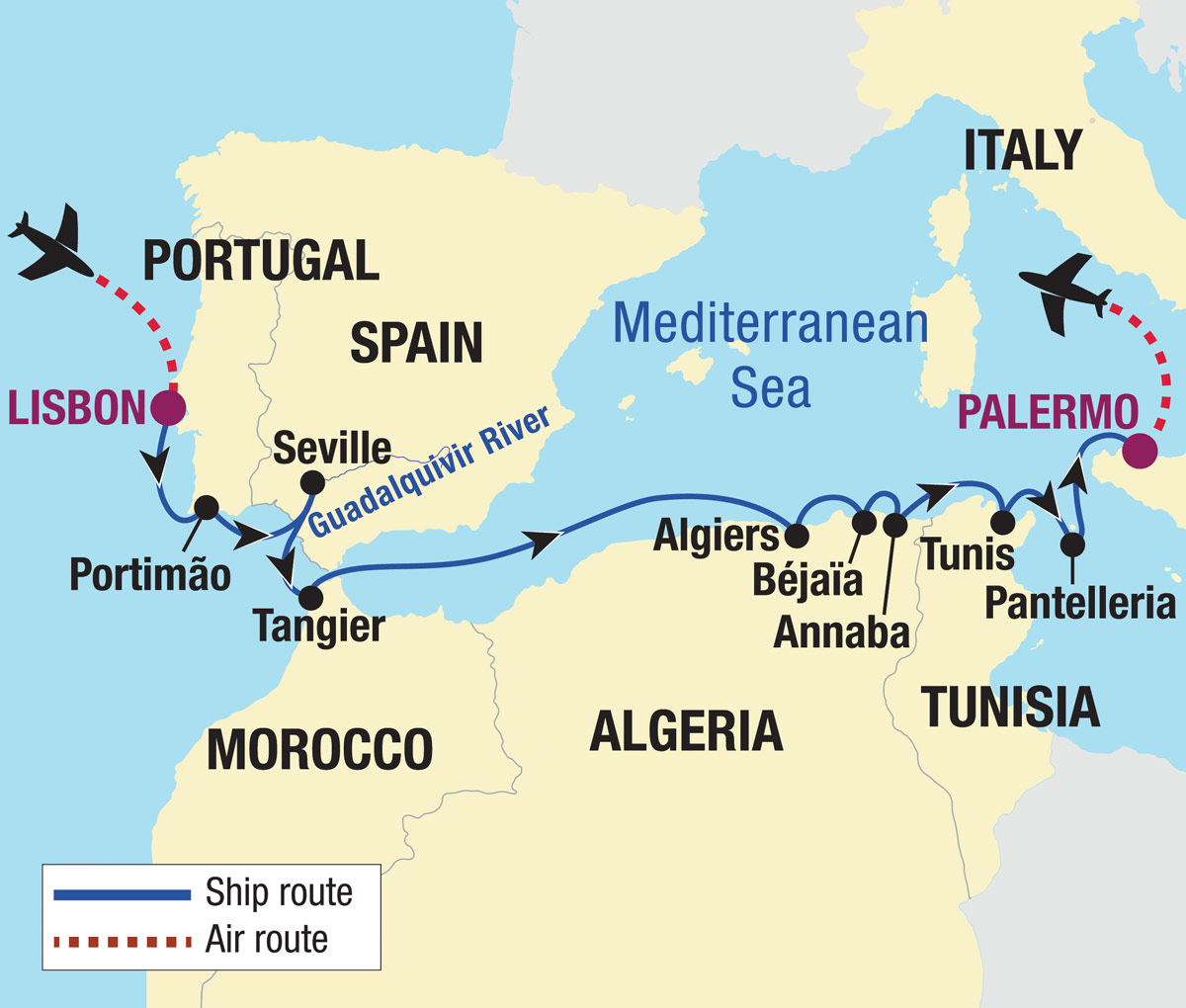 map of the route