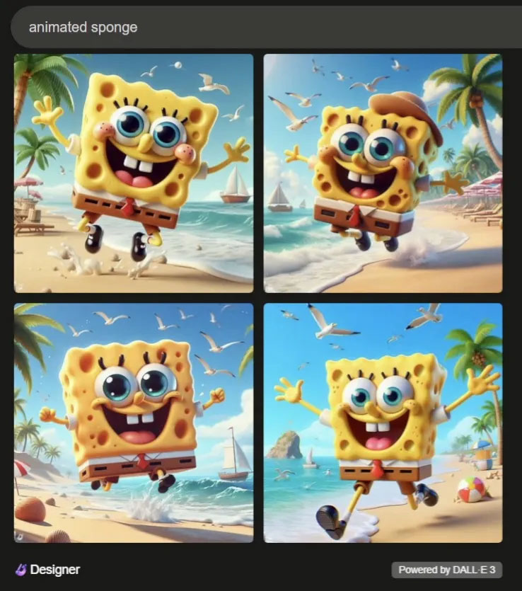 AI-generated image that resembles SpongeBob SquarePants