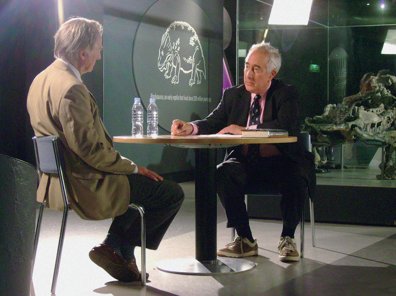 Richard Dawkins being interviewed by Ben Stein for Expelled, at the Natural History Museum in London